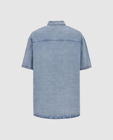  URBAN REVIVO - Áo sơ mi denim nam tay ngắn phối túi 