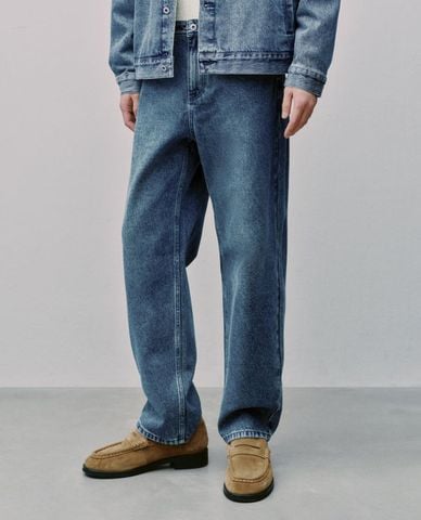  URBAN REVIVO - Quần jeans nam ống đứng wash bạc 