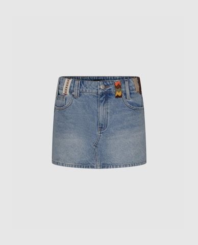  URBAN REVIVO - Chân váy denim mini wash bạc 
