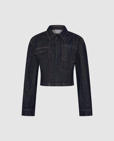 URBAN REVIVO - Áo khoác denim nữ vai phồng cá tính 