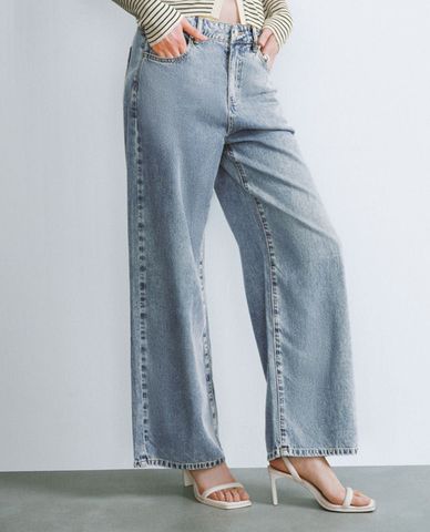  URBAN REVIVO - Quần jeans nữ ống rộng cá tính 