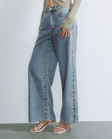  URBAN REVIVO - Quần jeans nữ ống rộng cá tính 