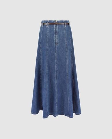  URBAN REVIVO - Chân váy denim midi kèm thắt lưng 