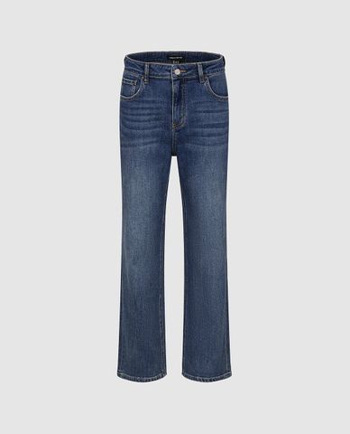  URBAN REVIVO - Quần jeans nữ ống đứng wash bạc 