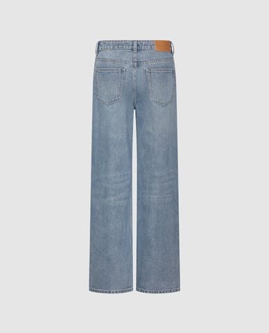  URBAN REVIVO - Quần jeans nữ ống rộng wash bạc 