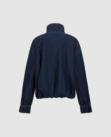  URBAN REVIVO - Áo khoác denim nữ cổ cao phối nút 