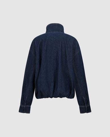  URBAN REVIVO - Áo khoác denim nữ cổ cao phối nút 