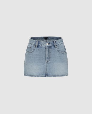  URBAN REVIVO - Chân váy denim mini wash bạc 
