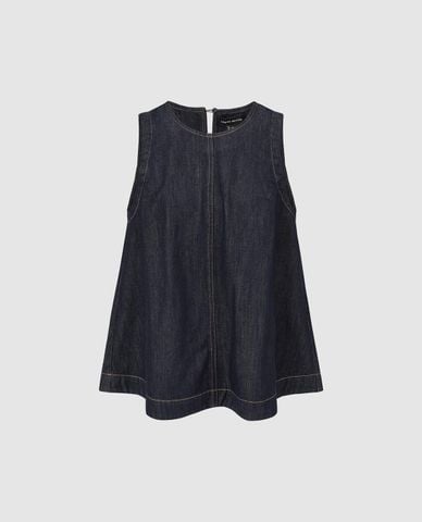  URBAN REVIVO - Áo sát nách nữ denim dáng xòe 