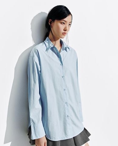  URBAN REVIVO - Áo sơ mi nữ cổ bẻ tay dài thắt nơ 