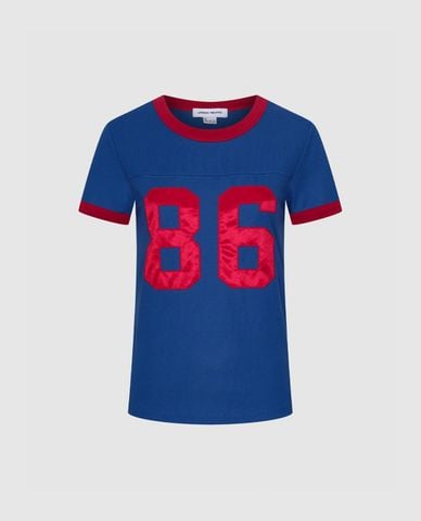  URBAN REVIVO - Áo thun nữ cổ tròn tay ngắn phối viền 