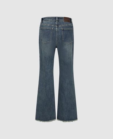  URBAN REVIVO - Quần jeans nữ ống loe wash bạc 