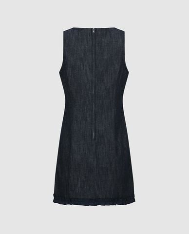  URBAN REVIVO - Đầm denim mini sát nách cổ vuông 