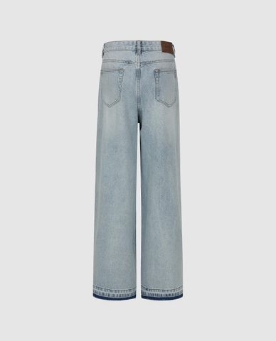  URBAN REVIVO - Quần jeans nữ ống rộng rách gối đính hạt 