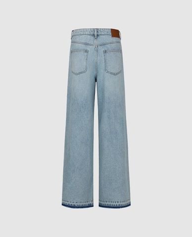  URBAN REVIVO - Quần jeans nữ ống rộng thêu hoa 