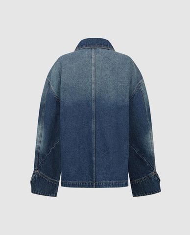  URBAN REVIVO - Áo khoác denim nữ tay dài phối patchwork 