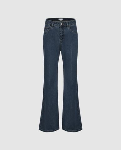  URBAN REVIVO - Quần jeans nữ ống loe cổ điển 