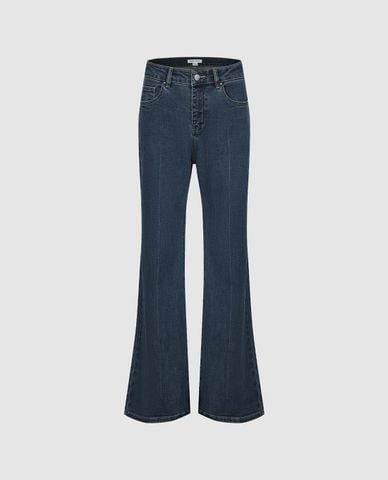  URBAN REVIVO - Quần jeans nữ ống loe cổ điển 