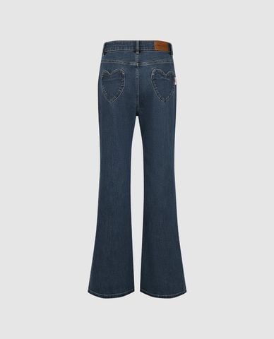 URBAN REVIVO - Quần jeans nữ ống loe cổ điển 