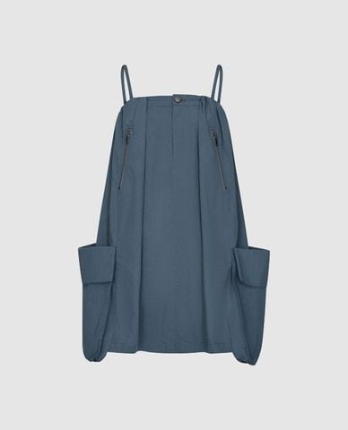  URBAN REVIVO - Đầm hai dây mini dáng xoè phối túi hộp 