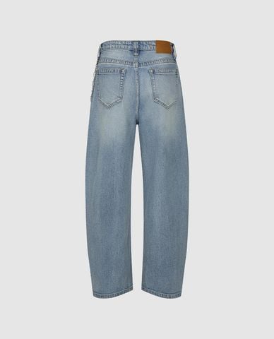  URBAN REVIVO - Quần jeans nữ ống đứng phối charm 
