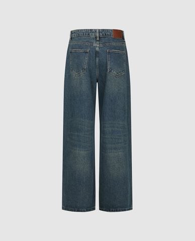  URBAN REVIVO - Quần jeans nữ ống rộng wash bạc cổ điển 