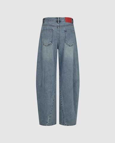  URBAN REVIVO - Quần jeans nữ ống rộng dáng cong 