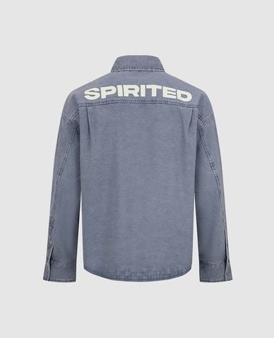  URBAN REVIVO - Áo khoác denim nam tay dài túi hộp 