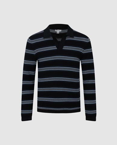  URBAN REVIVO - Áo polo nam dệt kim tay dài kẻ sọc 