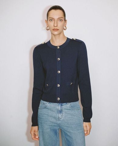  URBAN REVIVO - Áo khoác nữ cardigan phối nút thanh lịch 