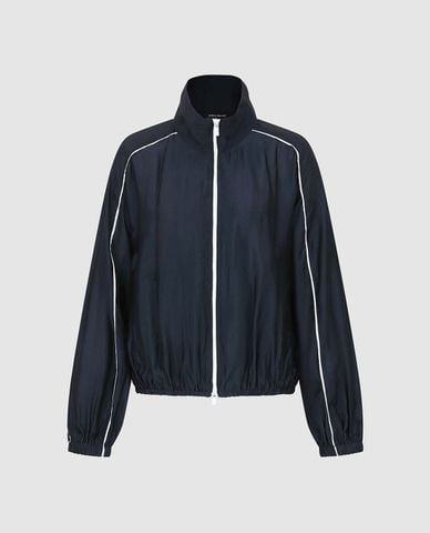  URBAN REVIVO - Áo khoác thể thao nữ cổ trụ tay dài phối viền 