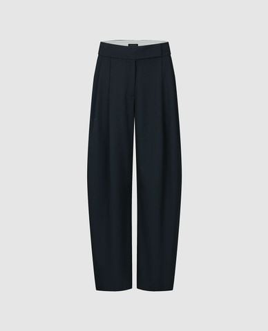 URBAN REVIVO - Quần nữ ống rộng xếp li dáng cong 