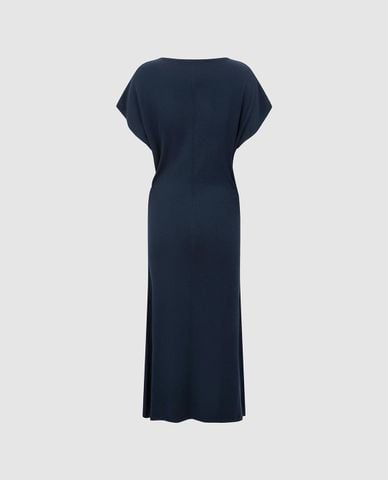  URBAN REVIVO - Đầm dệt kim midi cổ tròn tay ngắn 