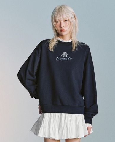  URBAN REVIVO - Áo sweatshirt nữ cổ bèo tay dài in chữ 