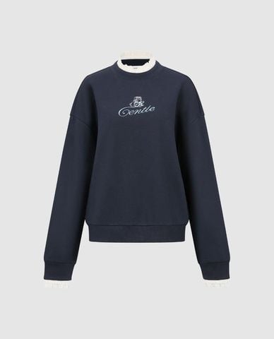  URBAN REVIVO - Áo sweatshirt nữ cổ bèo tay dài in chữ 