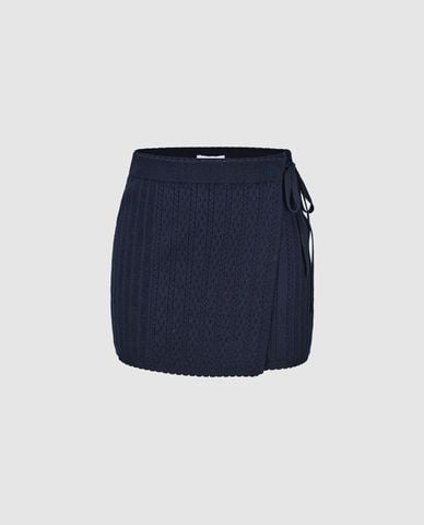  URBAN REVIVO - Chân váy dệt kim mini thắt nơ 