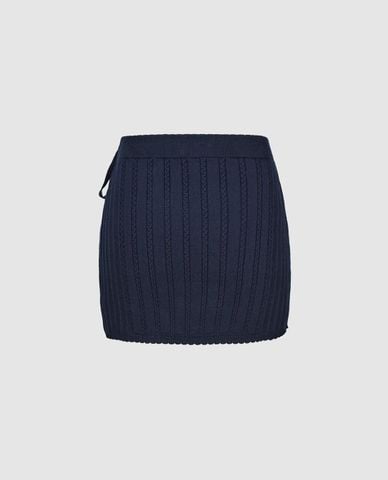  URBAN REVIVO - Chân váy dệt kim mini thắt nơ 