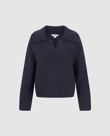  URBAN REVIVO - Áo dệt kim nữ cổ bẻ tay dài thanh lịch 