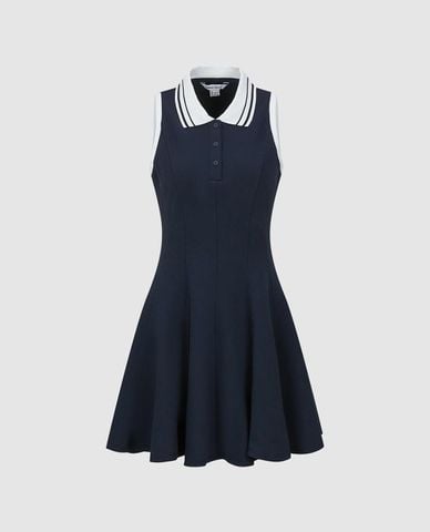 URBAN REVIVO - Đầm polo mini sát nách dáng xòe 