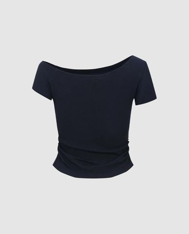  URBAN REVIVO - Áo trễ vai nữ phom ôm cá tính 