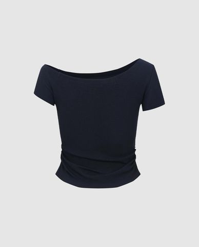  URBAN REVIVO - Áo trễ vai nữ phom ôm cá tính 