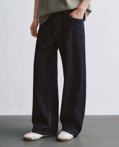 URBAN REVIVO - Quần jeans nam ống rộng cổ điển 