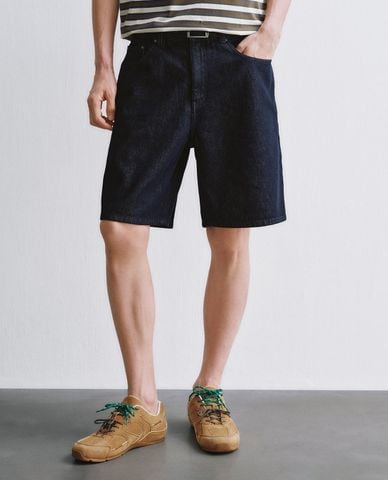  URBAN REVIVO - Quần short jeans nam kèm thắt lưng 