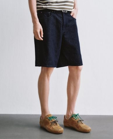  URBAN REVIVO - Quần short jeans nam kèm thắt lưng 