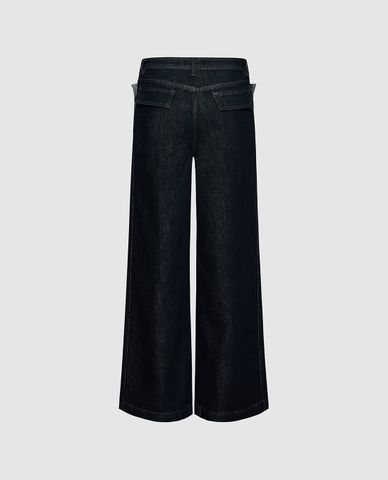  URBAN REVIVO - Quần jeans nữ ống rộng thời thượng 