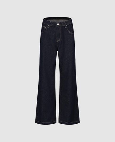  URBAN REVIVO - Quần jeans nữ ống rộng cá tính 