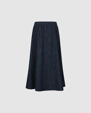  URBAN REVIVO - Chân váy denim midi lưng thun 