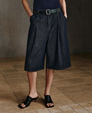  URBAN REVIVO - Quần short jeans nữ kèm thắt lưng 