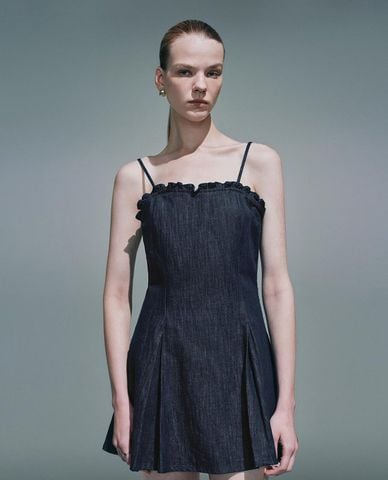 URBAN REVIVO - Đầm hai dây mini denim nữ tính 