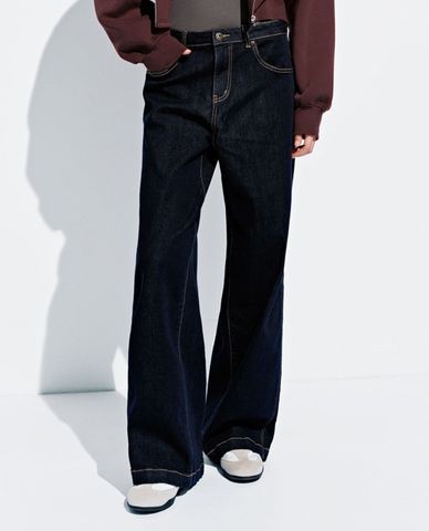  URBAN REVIVO - Quần jeans nữ ống rộng hiện đại 